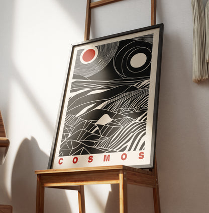 Black and White Cosmos Poster