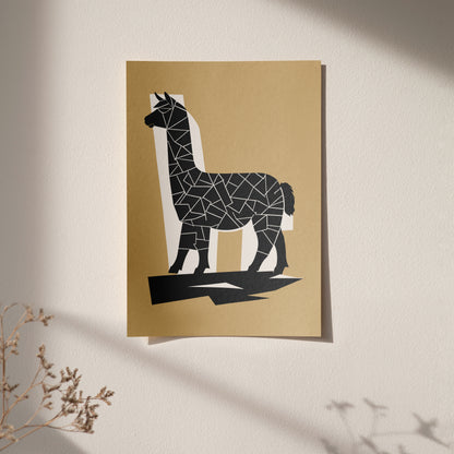 Beige Minimalist LLama Wall Art