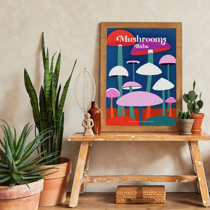 Mushrooms Babe Colorful Poster