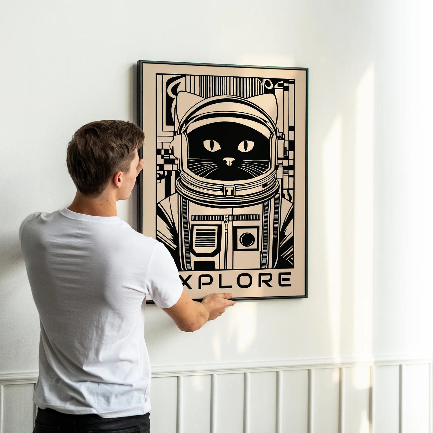 Explore Art Print - Cat Astronaut Print