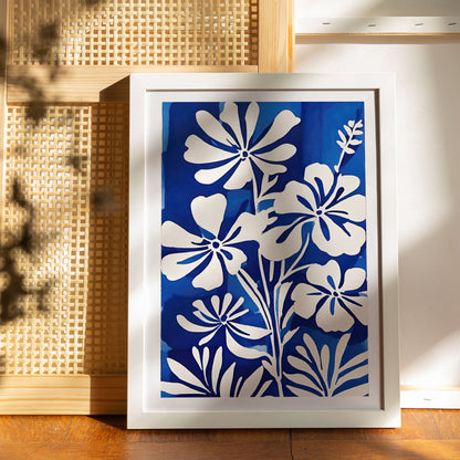 Indigo Blue Floral Poster