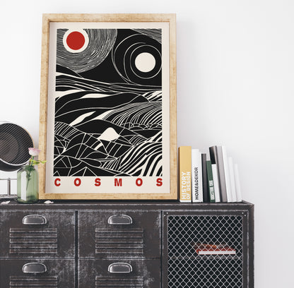 Black and White Cosmos Poster