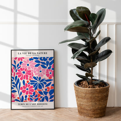 Pink and Blue Floral Poster