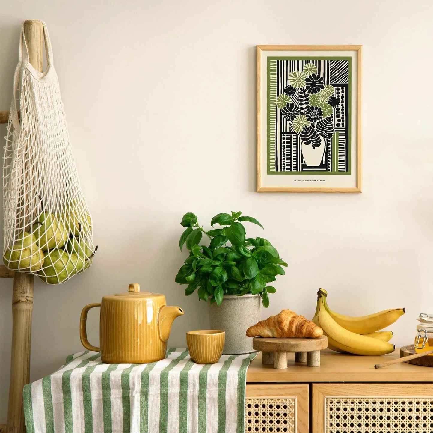 Farmhouse Wall Decor - Green Floral Print