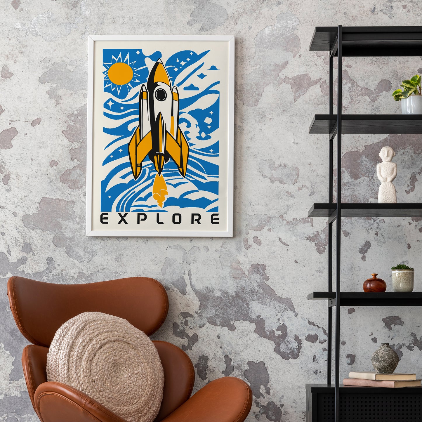 Explore - Space Rocket Blue Poster 2025