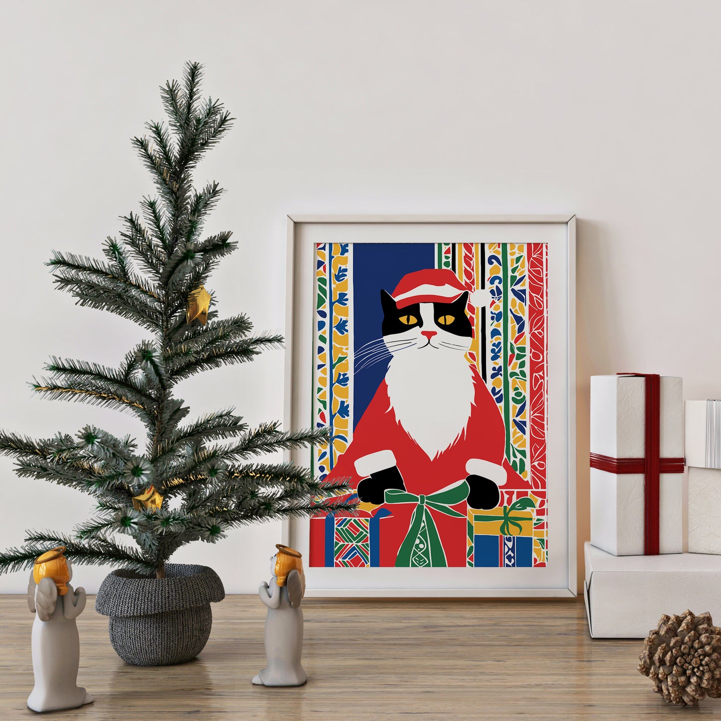 Funny Santa Cat Poster