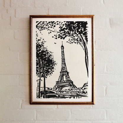 Eiffel Tower Ink Painting Art Print