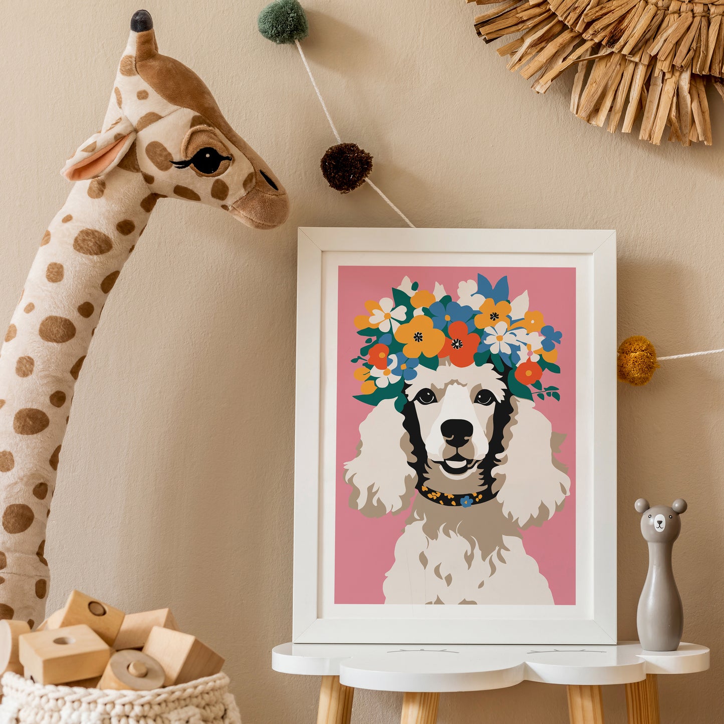 Cute Poodle Dog Poster Kids Room Decor