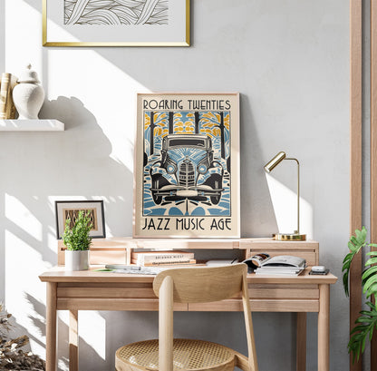 Roaring Twenties Poster - Jazz Music Vintage Car Art