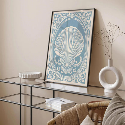 Pastel Baby Blue Rococo Seashell Art Print