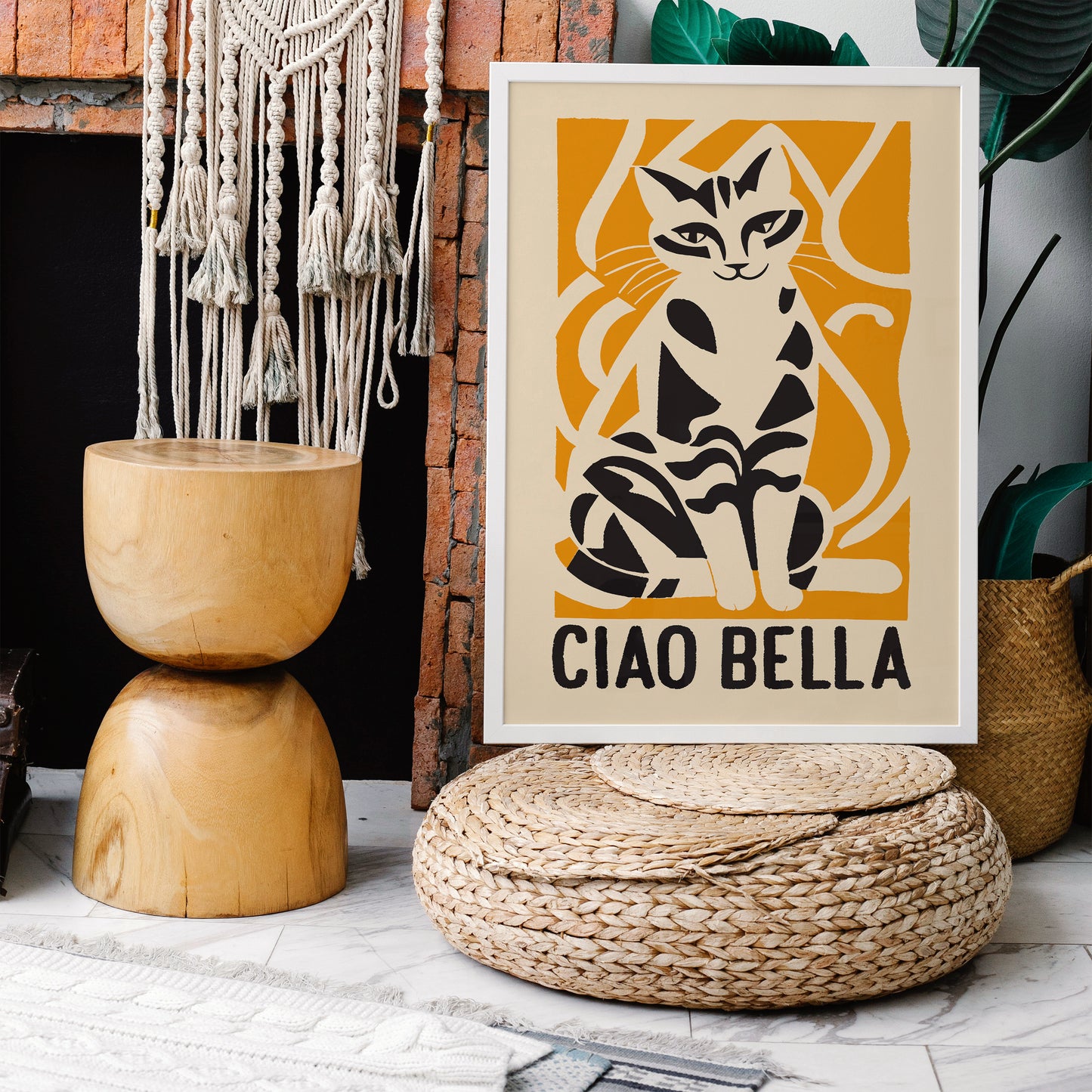 Ciao Bella Yellow Cat Art Print