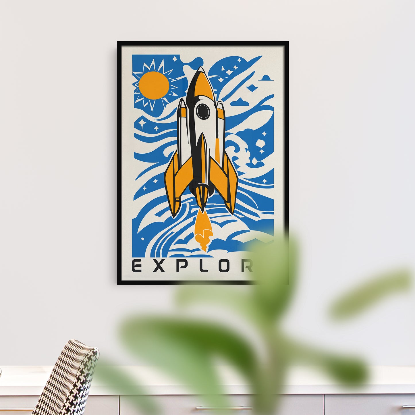 Explore - Space Rocket Blue Poster 2025