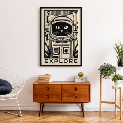 Explore Art Print - Cat Astronaut Print