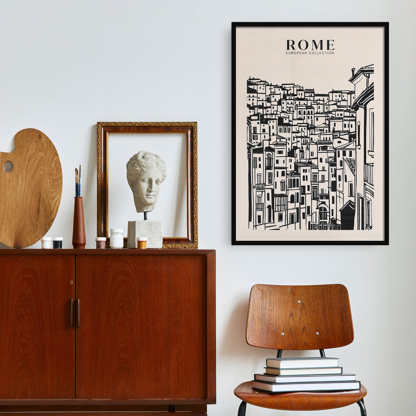 Rome Black Ink Painting Travel Art Print