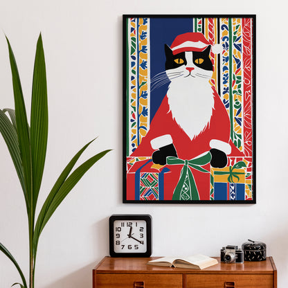 Funny Santa Cat Poster