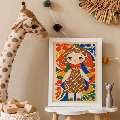 Cute Little Dollie Art Print Kids Room Decor