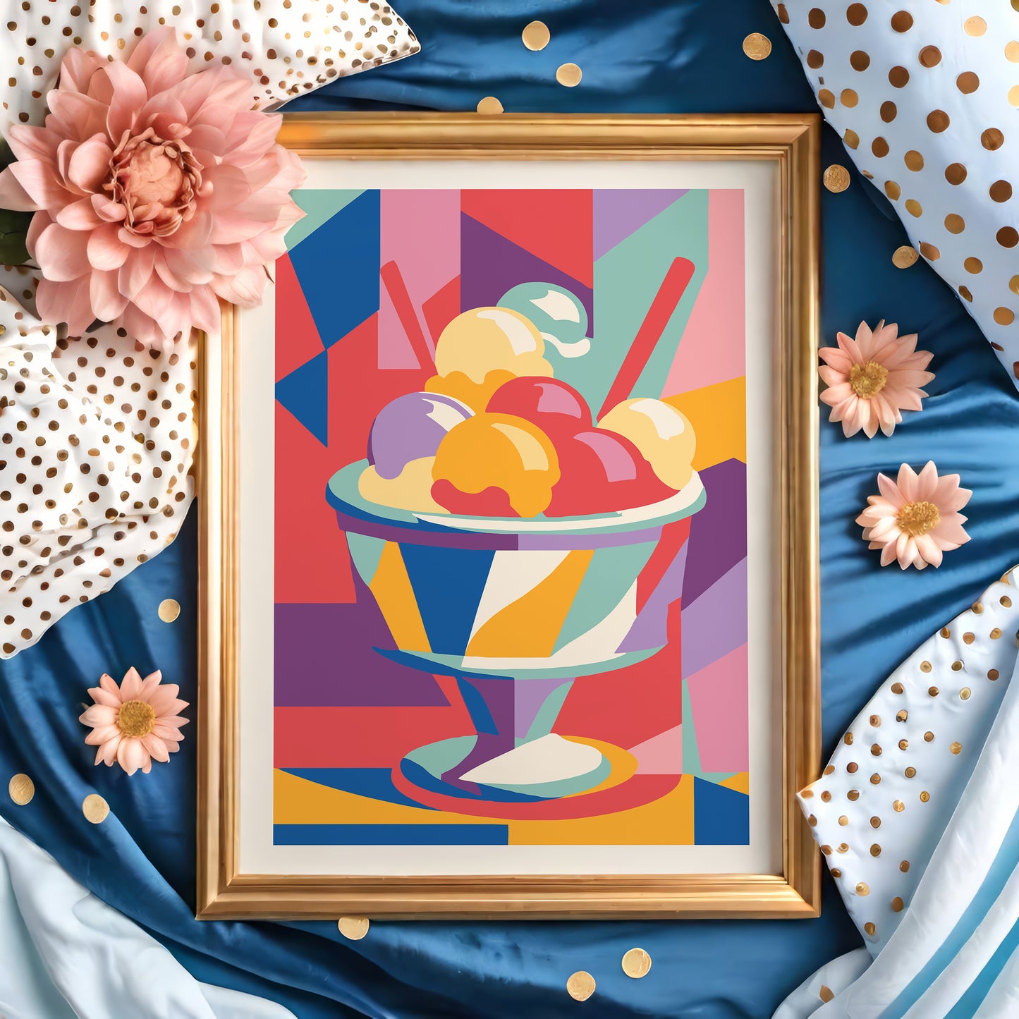 Colorful Geometric Ice Cream Poster