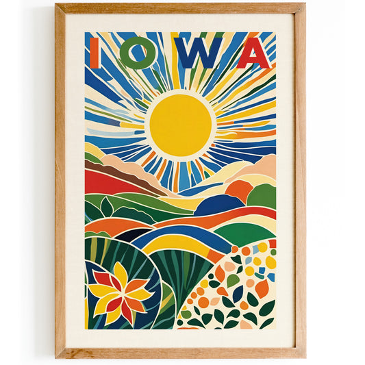 Iowa Landscape Poster - Colorful Travel Wall Art