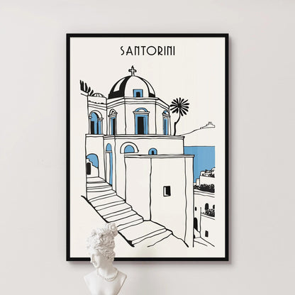 Santorini Minimalist Cityscape Poster