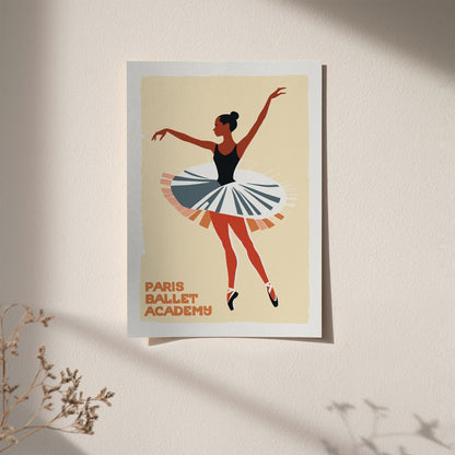 Paris Ballet Academy Retro Art Print