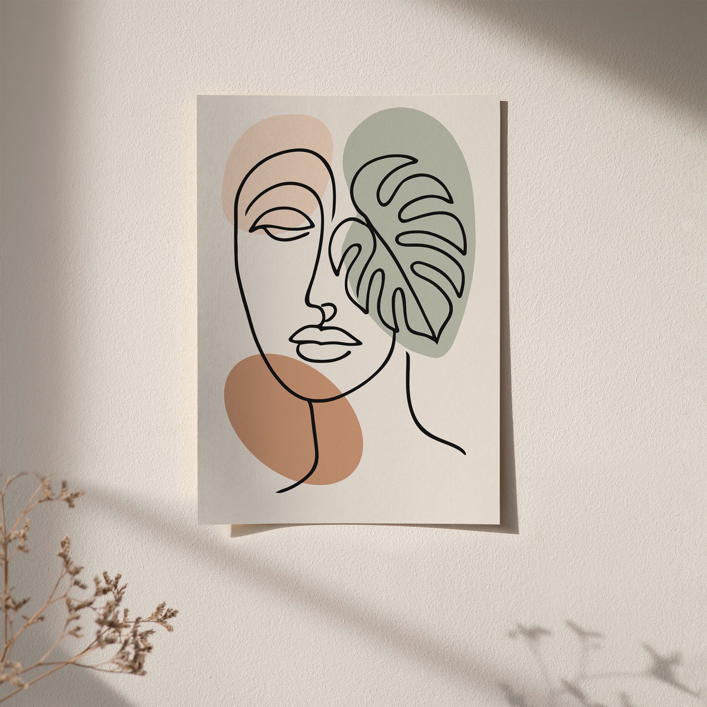 Minimalist Boho Poster – Face & Monstera