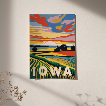 Iowa Retro Travel Poster
