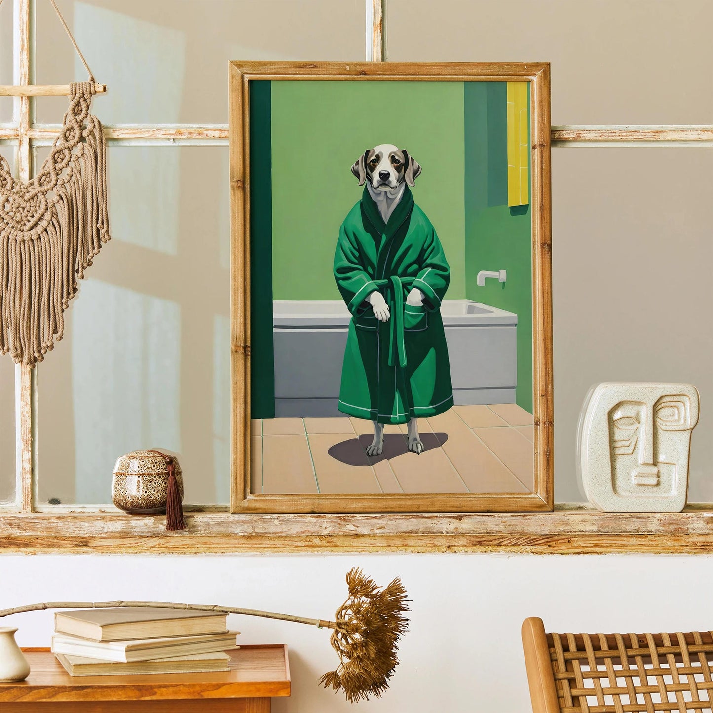Chic Pup in Bathrobe Quirky Poster
