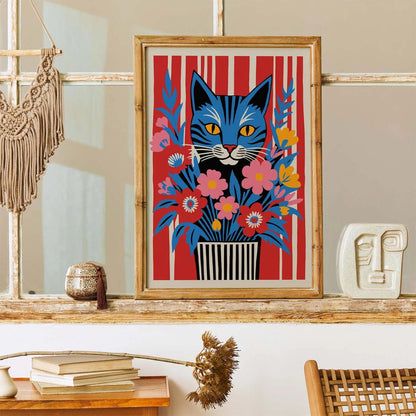 Floral Feline Wall Art Poster