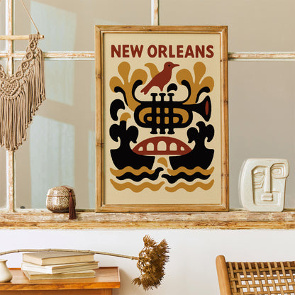 New Orleans Trumpet Poster - Jazz City Art Print
