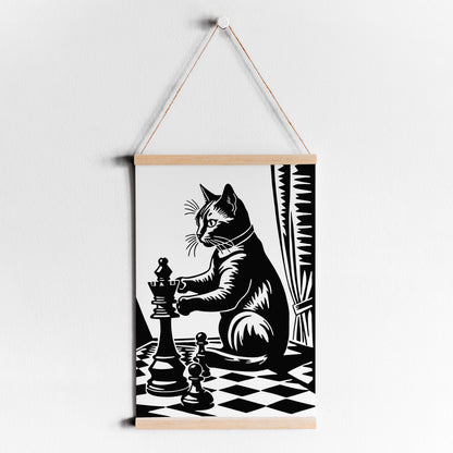 Vintage Chess Cat Wall Art