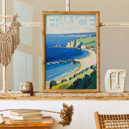 France Coastal Vintage Travel Poster