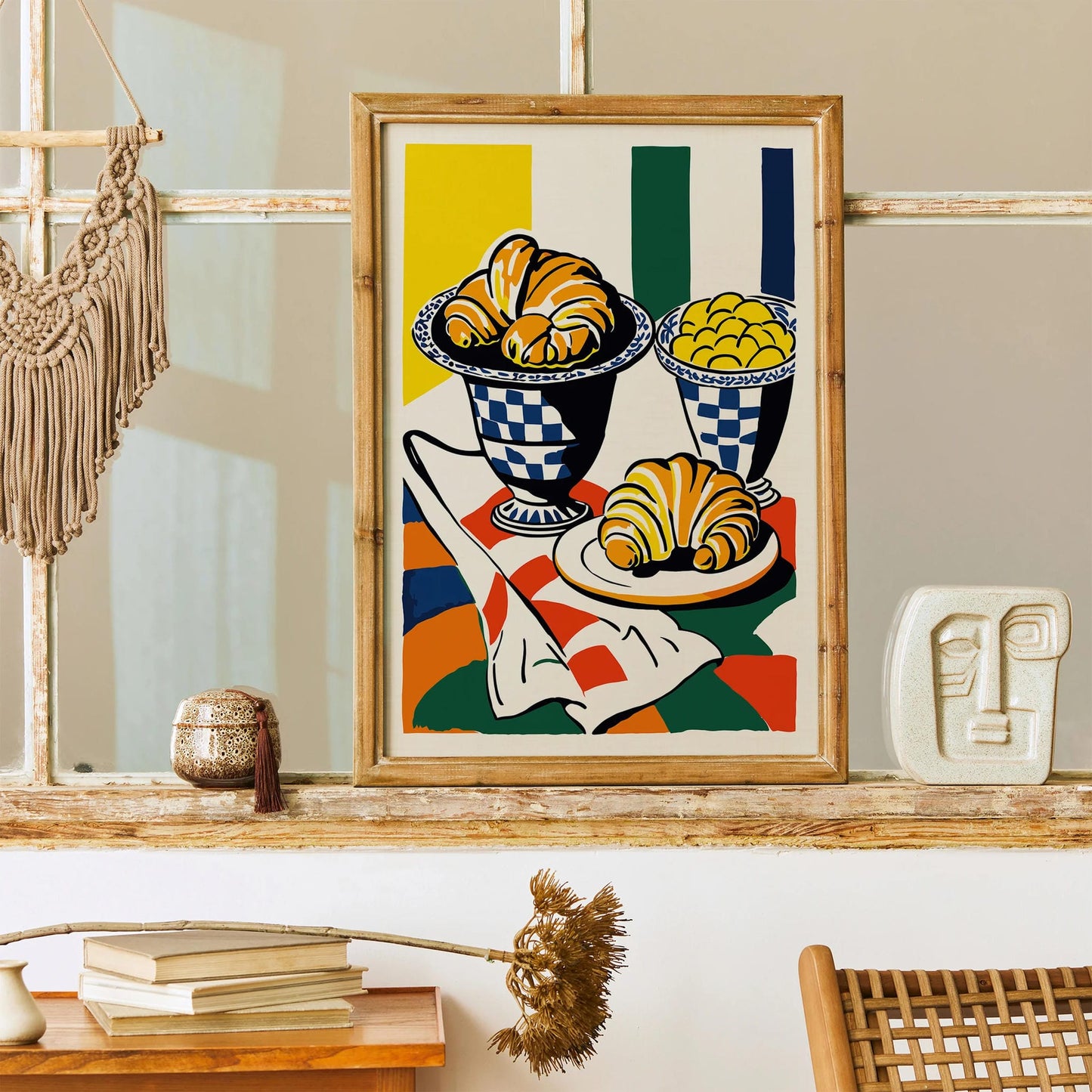Mid-Century Croissants Kitchen Art Print