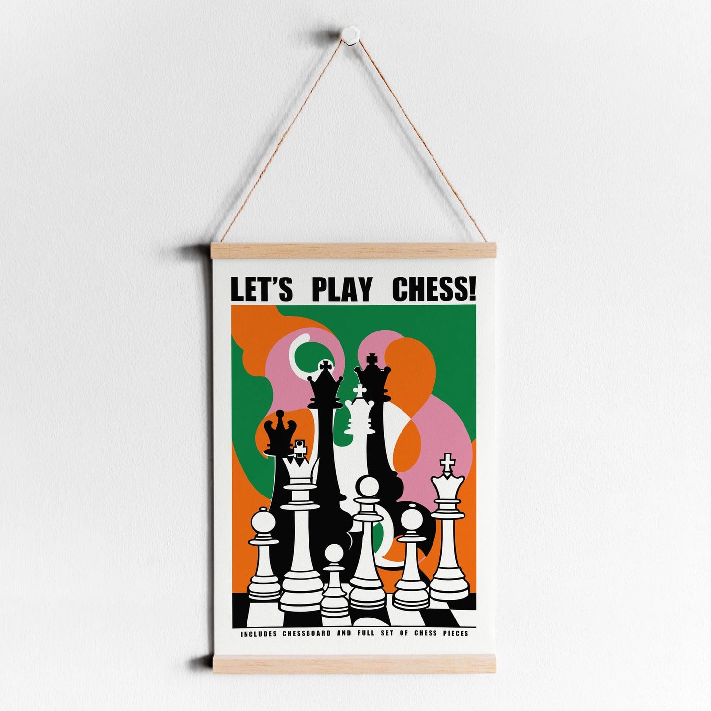 Let's Play Chess! Retro Art Poster