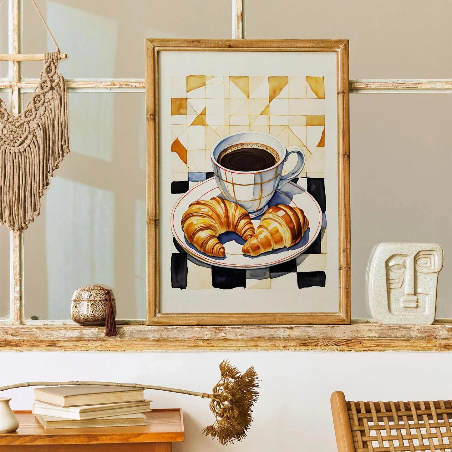 Coffee and Croissants Kitchen Poster