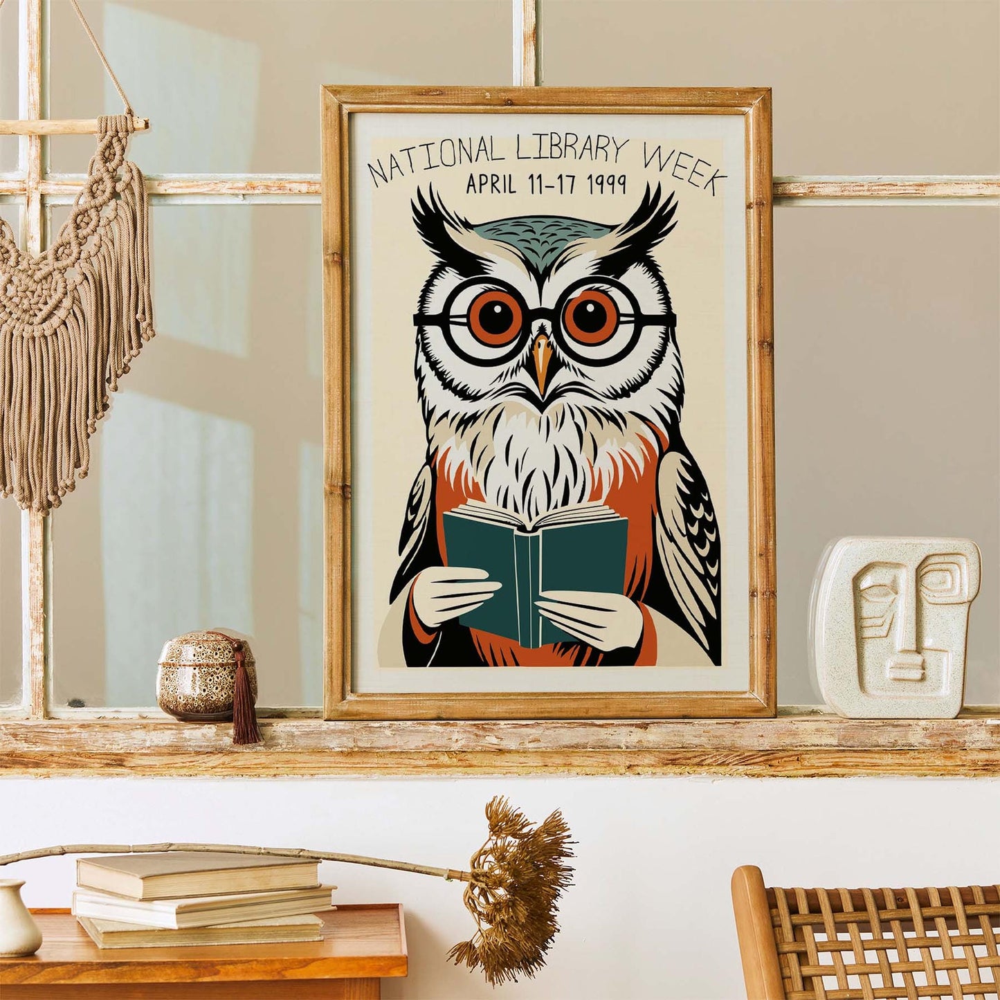 1999 Library Week Owl Art Print