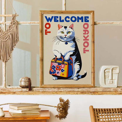 Tokyo Cat Welcome Poster Print