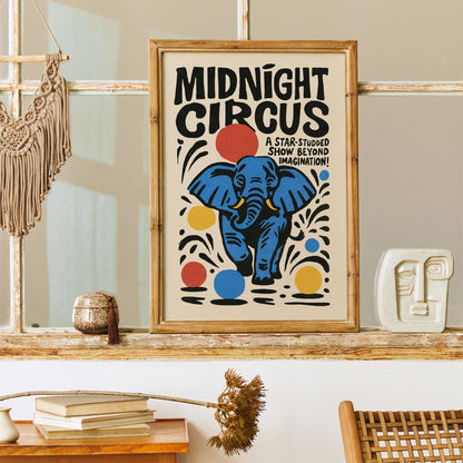 Midnight Circus Elephant Poster