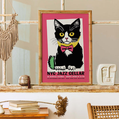 NYC Jazz Cat Poster Print