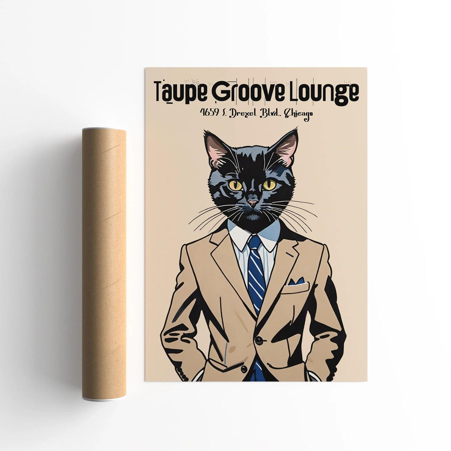 Taupe Groove Lounge Retro Jazz Poster