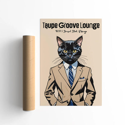 Taupe Groove Lounge Retro Jazz Poster
