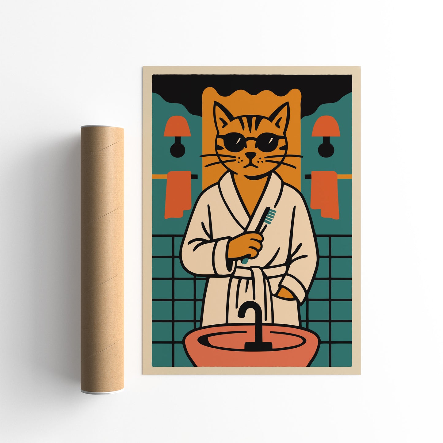 Cool Cat Bathroom Poster