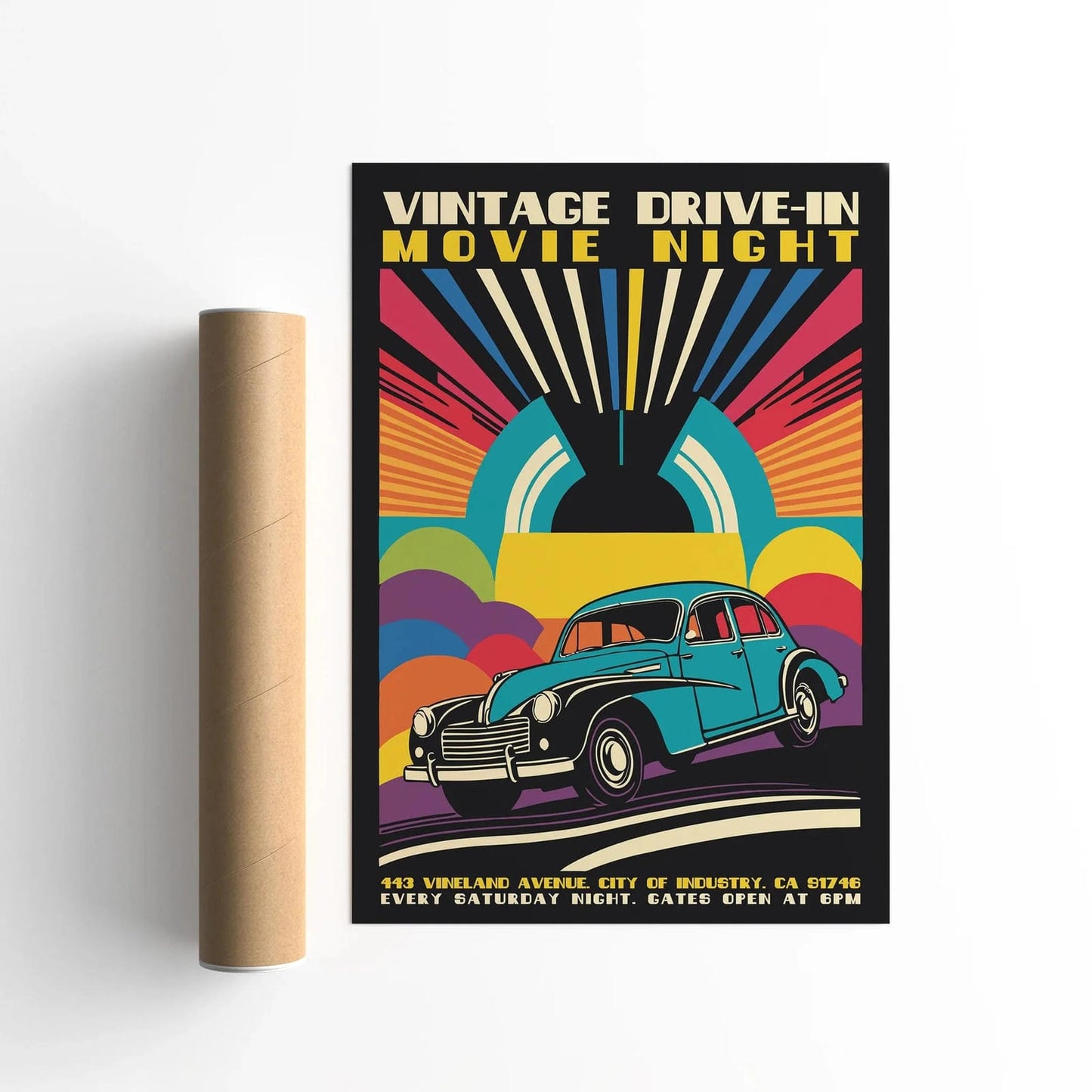 Vintage Drive-In Movie Night Poster