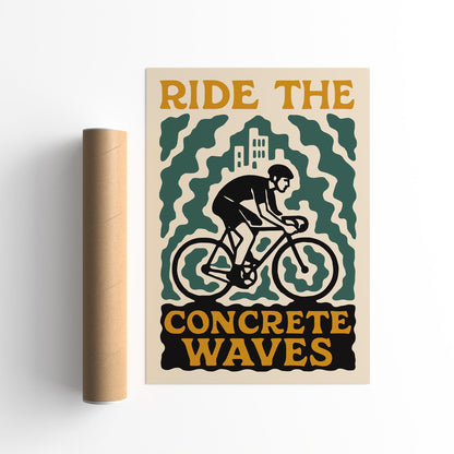 Retro Cycling Poster Print