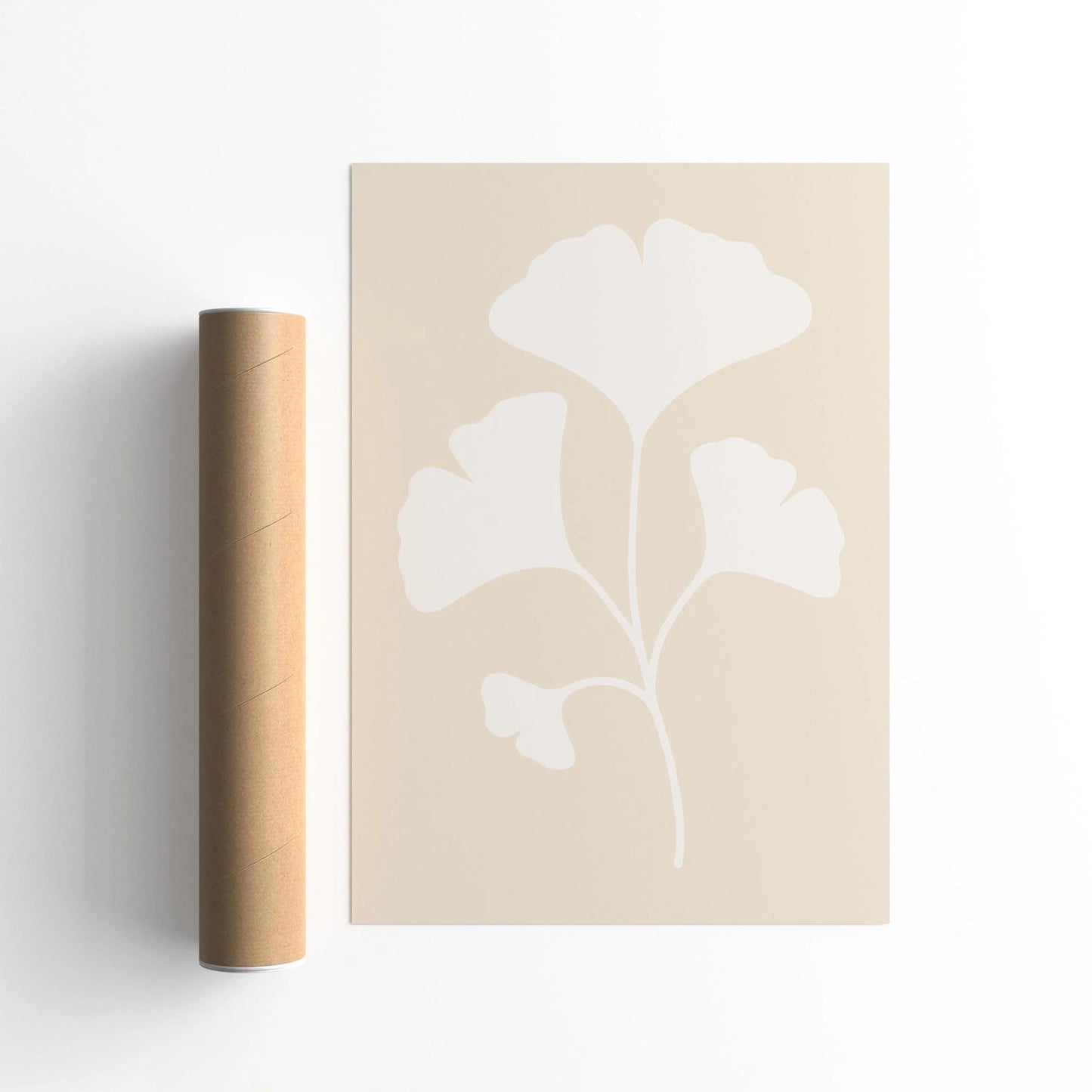 Soft Ginkgo Leaf Poster – Modern Minimalist Wall Art