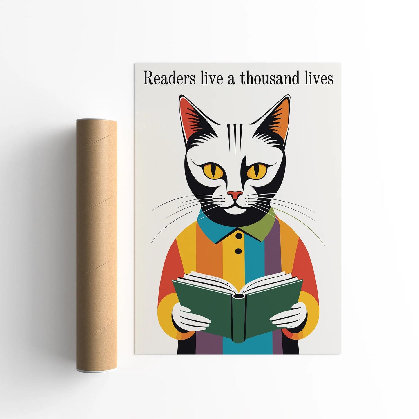 Vintage Reading Cat Wall Art