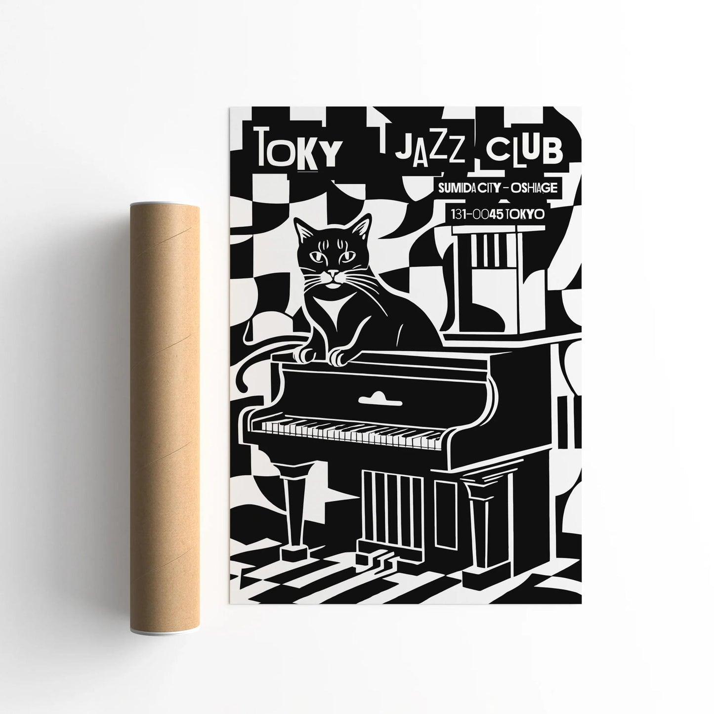 Tokyo Jazz Club Cat & Piano Art