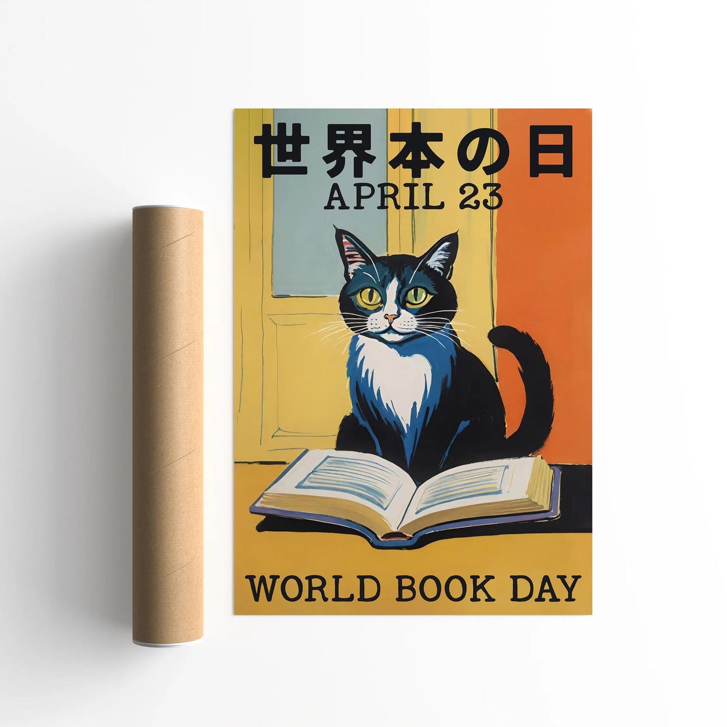 World Book Day Retro Cat Poster