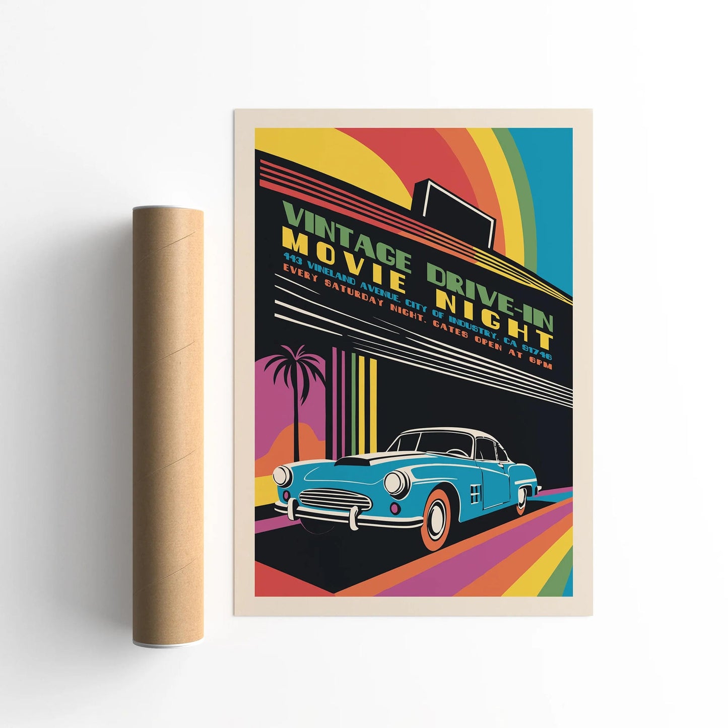 Retro Drive-In Movie Night Poster