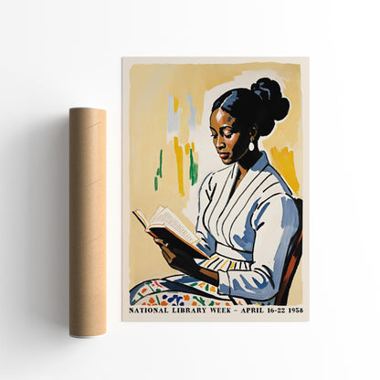 National Library Week 1958 Reading Poster