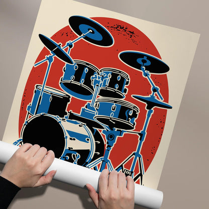Retro Drum Set Wall Art Poster